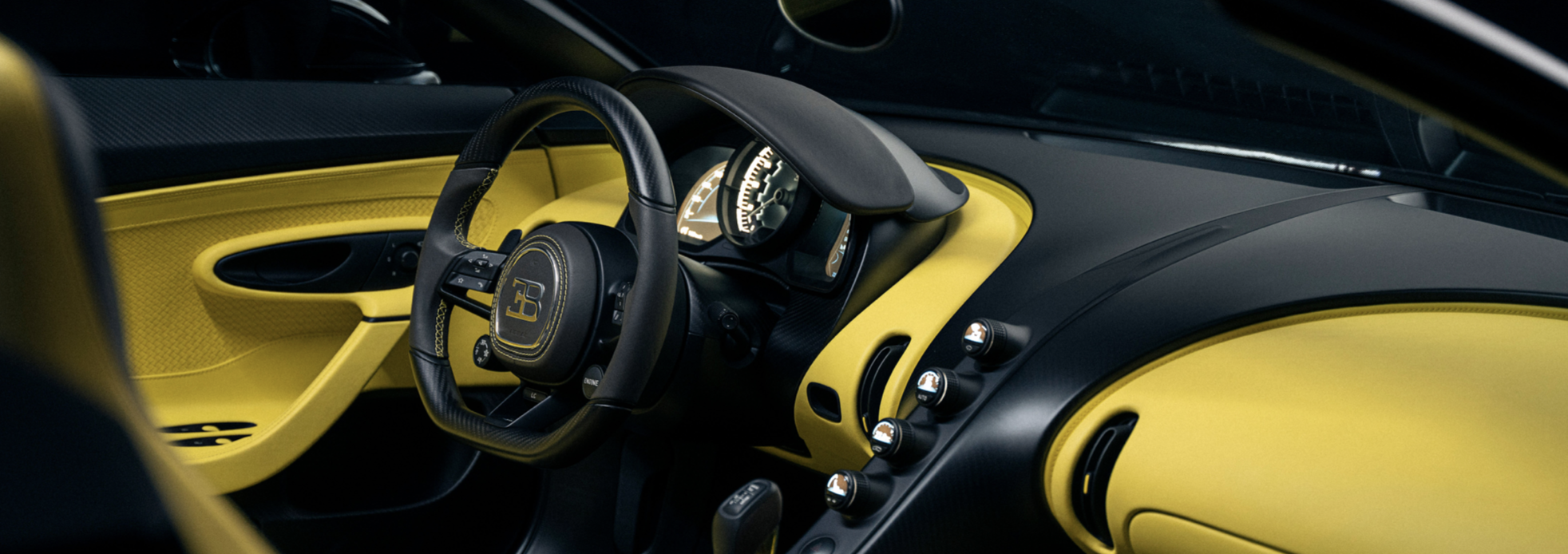 Bugatti W16 Mistral yellow interior