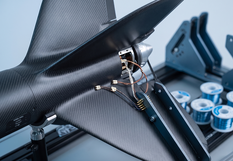 close up tail modern drone